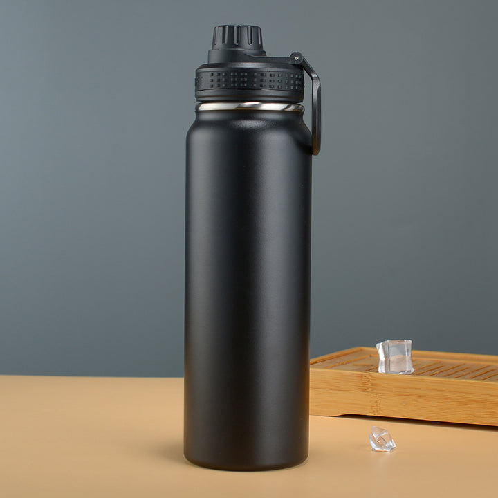 Double-Wall Vacuum Insulated Stainless Steel Wide-Mouth Water Bottle With Leakproof Screw Cap And Ergonomic Carry Handle