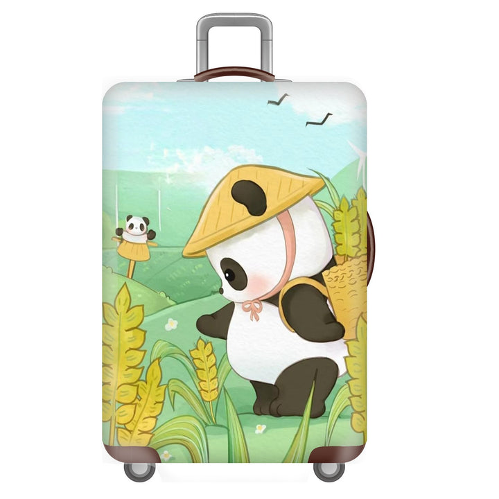 Unisex non-elastic suitcase cover for hard shell trolley with cute panda design, stretch protective cover with handle and wheel openings Bowlift