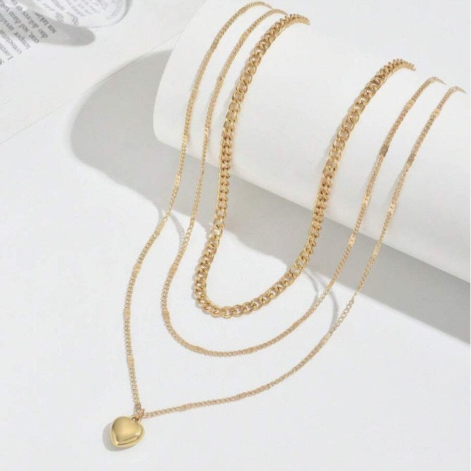 Triple Layered Gold Necklace Bowlift