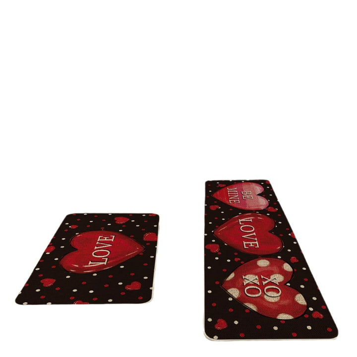 Heart-Themed Kitchen Runner Mat Bowlift