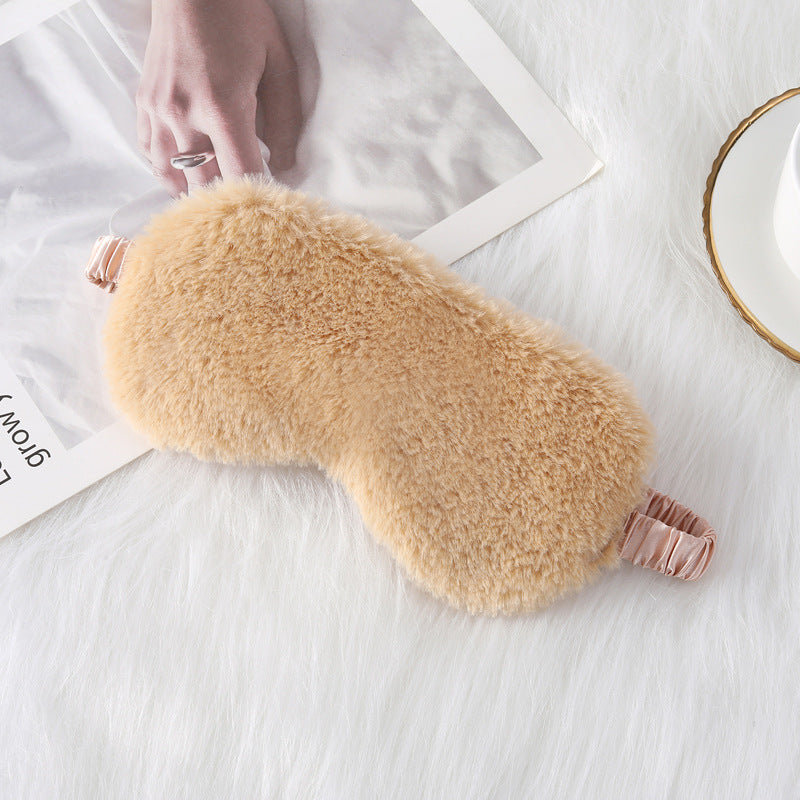 Women's cozy sleep mask made of plush with adjustable elastic band and lightproof inner lining Bowlift