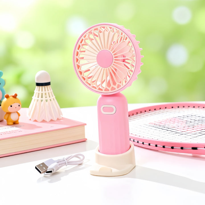 Women's Portable Hand Fan with Flexible Tilt and USB Charging Bowlift