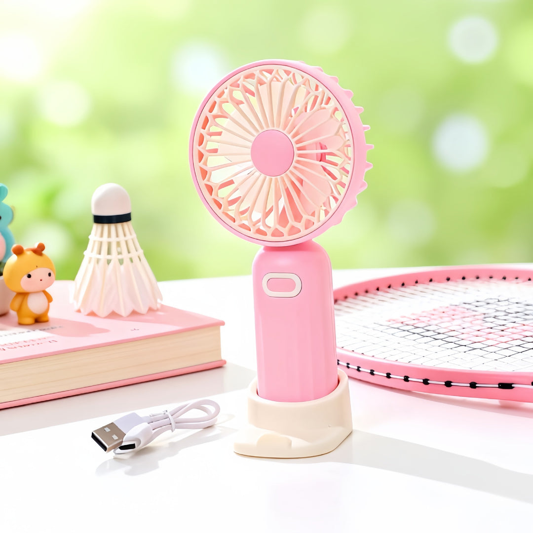Unisex nan compact rechargeable handheld fan with foldable stand function and quiet motor Bowlift