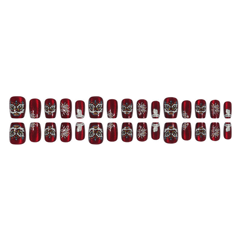 Artistic Holiday-Themed Press-On Nail Design Bowlift