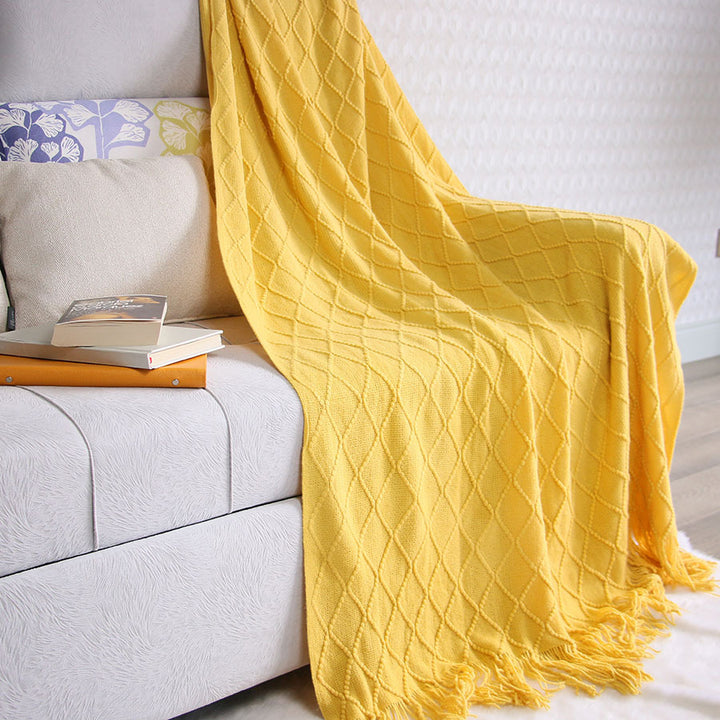 Luxurious Textured Knit Throw Blanket Bowlift