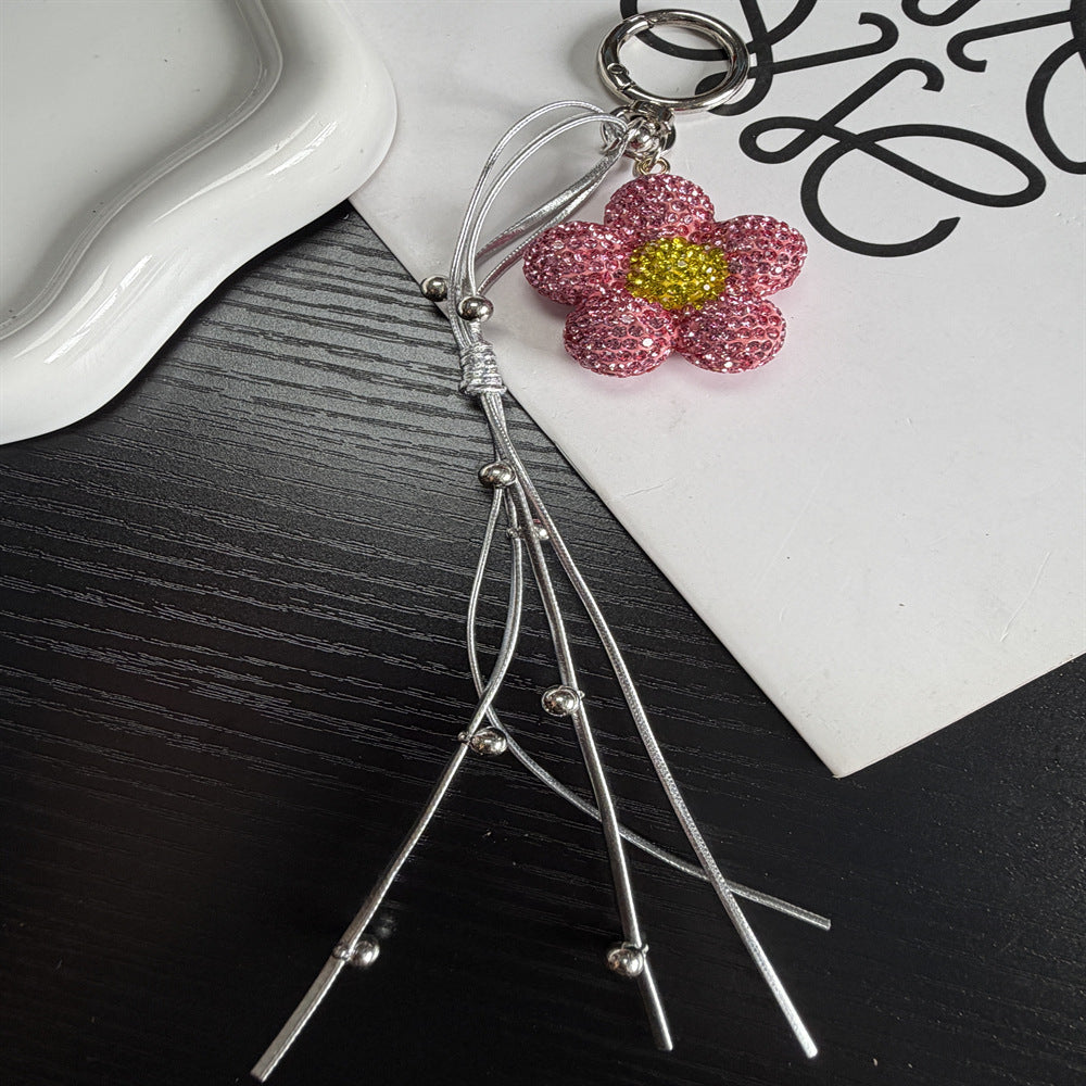 Rhinestone Flower Charm Keychain Bowlift