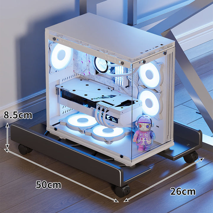 Mobile PC Case Rolling Base with Low-Profile Anti-Slip Platform