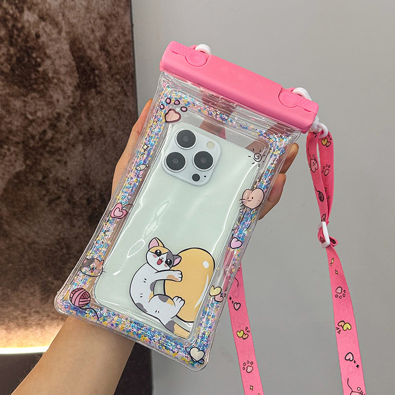 Waterproof phone pouch with adjustable lanyard and transparent touch-sensitive sleeve Bowlift