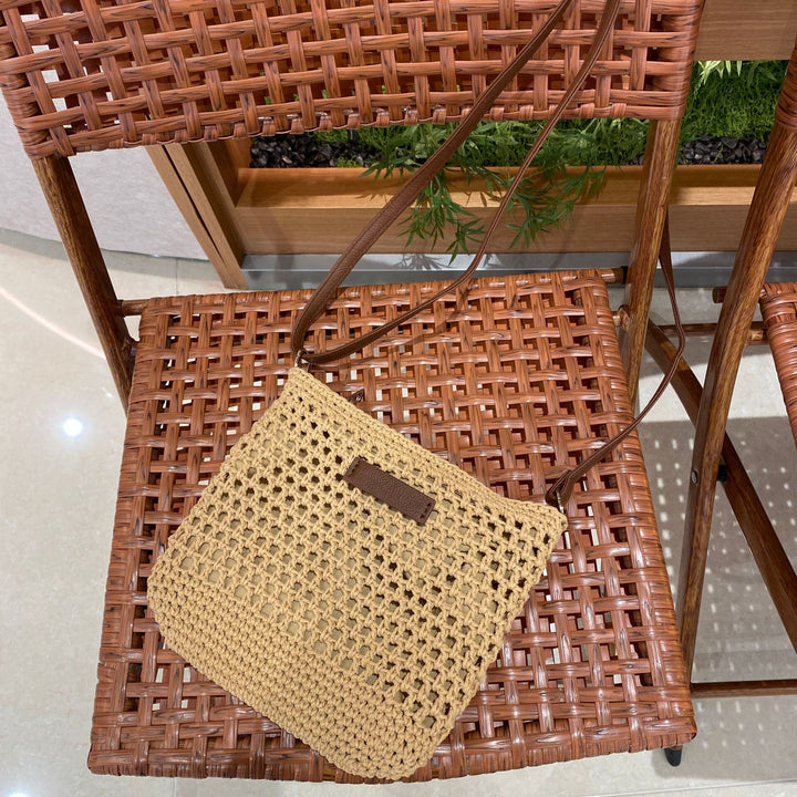 Hand-knotted shoulder bag with leather accent Bowlift