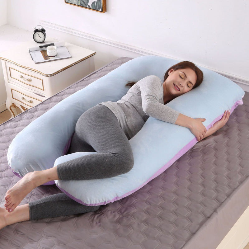 Full-Body U-Shaped Maternity Support Pillow With Removable Velour Cover