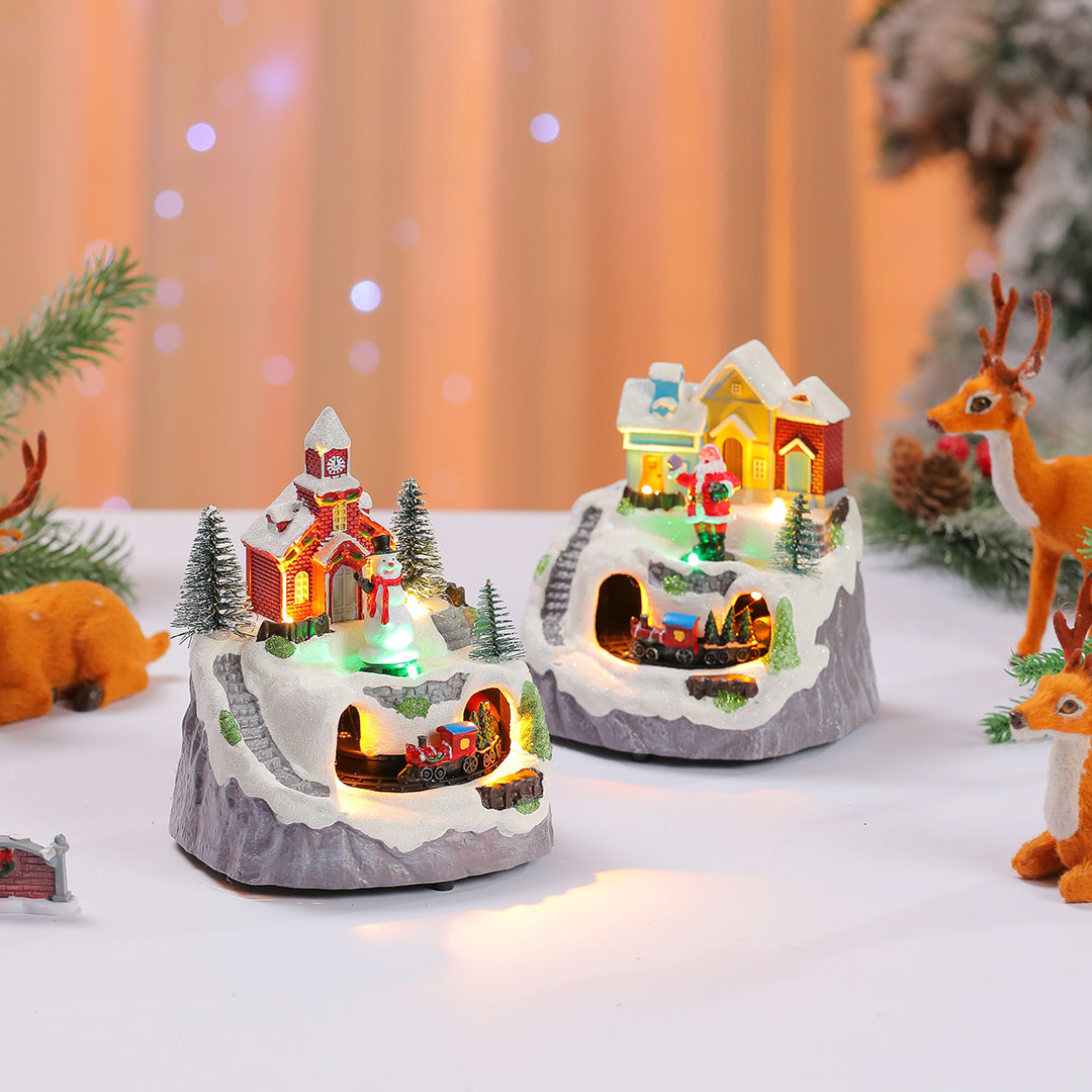 Decorative Light-Up Christmas Village Display Bowlift