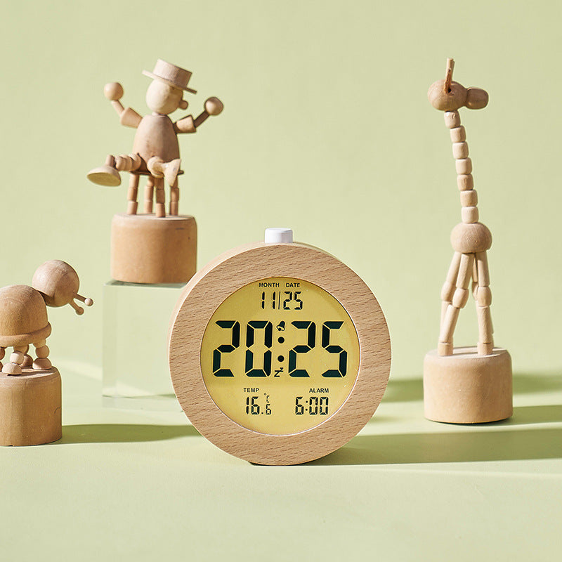 Digital wood alarm clock with temperature display Bowlift