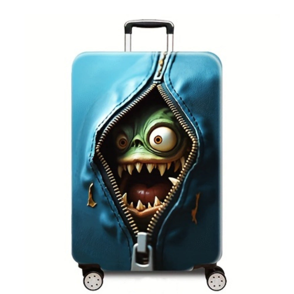 Women's Hard Shell Suitcase with Creative Monster Design Bowlift