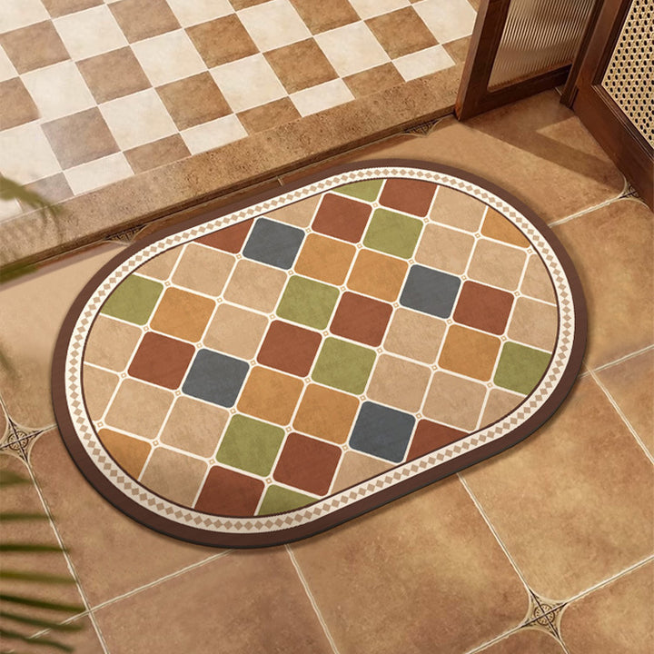Colorful Patchwork Design Floor Mat Bowlift