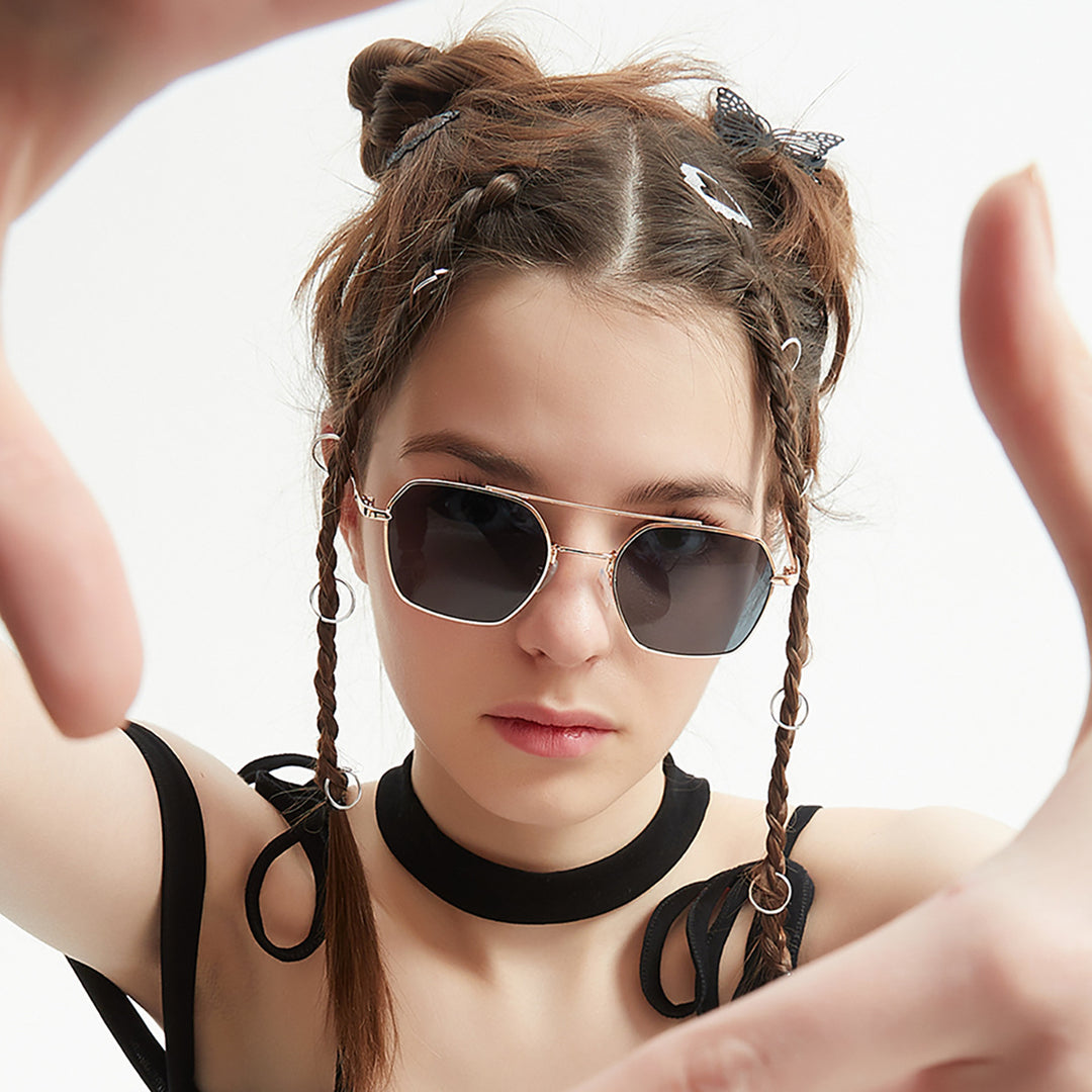 Women filigree sunglasses with elegant polygonal frame Bowlift