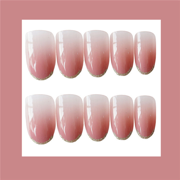 Glossy French Tip Press-On Nails Set Bowlift