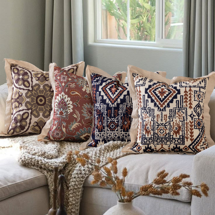 Decorative linen cushion cover with ethnic pattern Bowlift