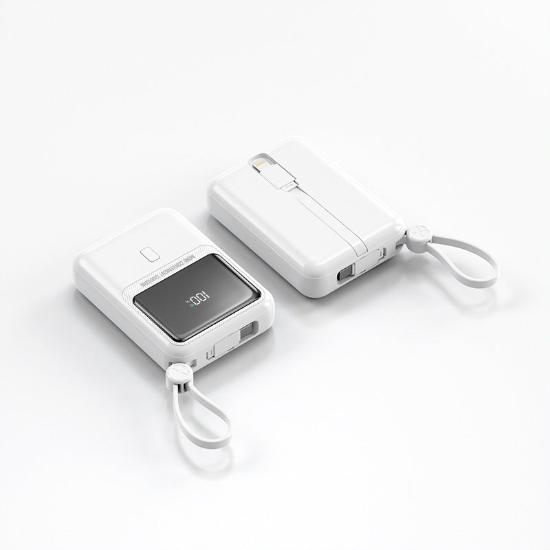 Compact power bank with integrated charging cable and digital display Bowlift