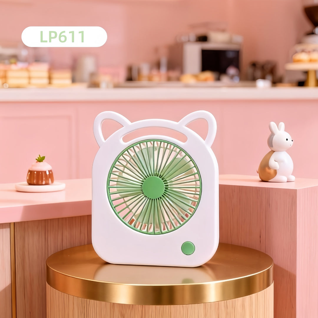Ladies Portable Table Fan in Charming Cat Design Bowlift