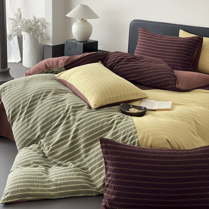 Wende duvet cover set made of cotton jersey with fine quilted texture Bowlift