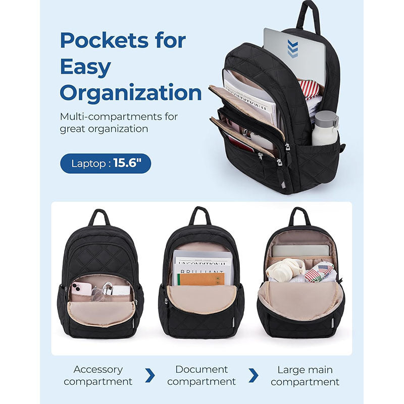 Quilted Backpack with Multiple Compartments Bowlift