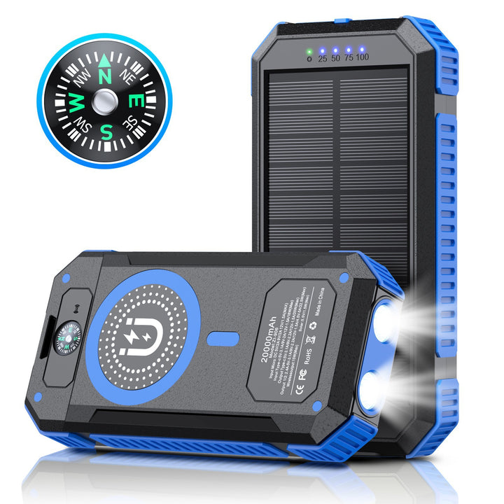 Portable Solar Power Bank with LED Light and Compass Bowlift
