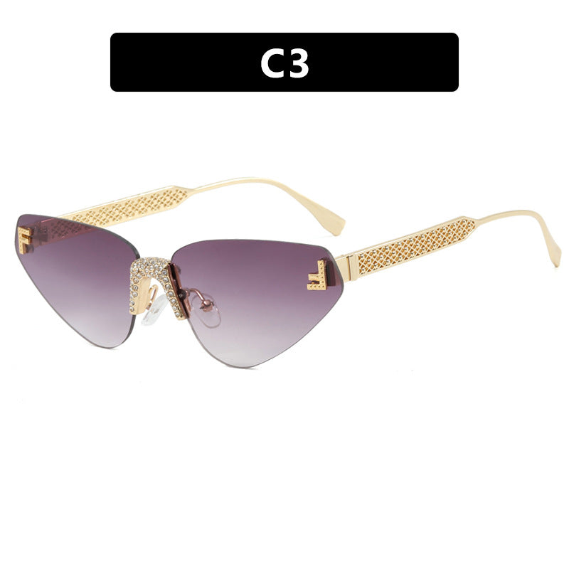 Women Designer Cat Eye Sunglasses with Sparkling Rhinestone Embellishment Bowlift