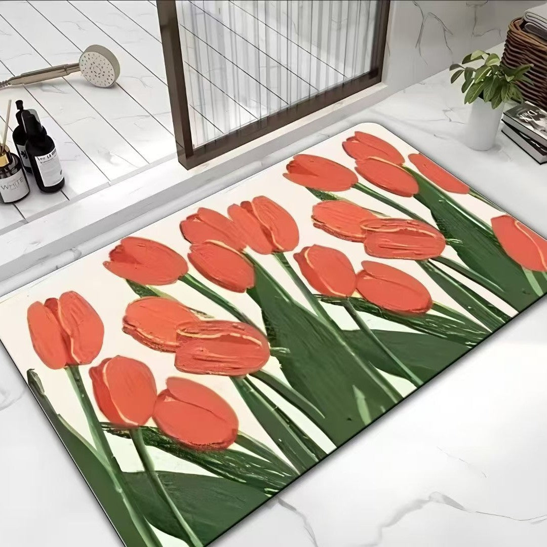 Floral Print Bath Mat Bowlift