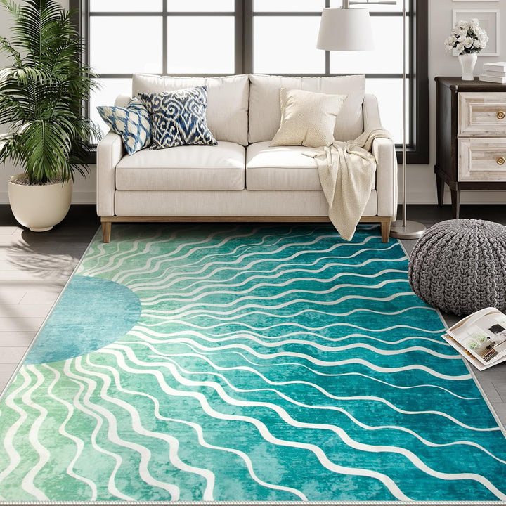 Artistic Wave Pattern Area Rug Bowlift