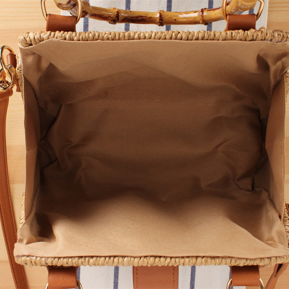 Handbag with Modern Woven Design and Adjustable Shoulder Strap Bowlift