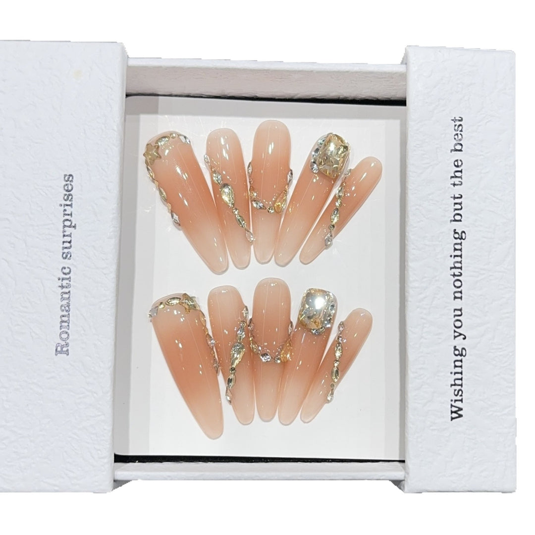 Artificial nails with Romantic Glamour Design Bowlift
