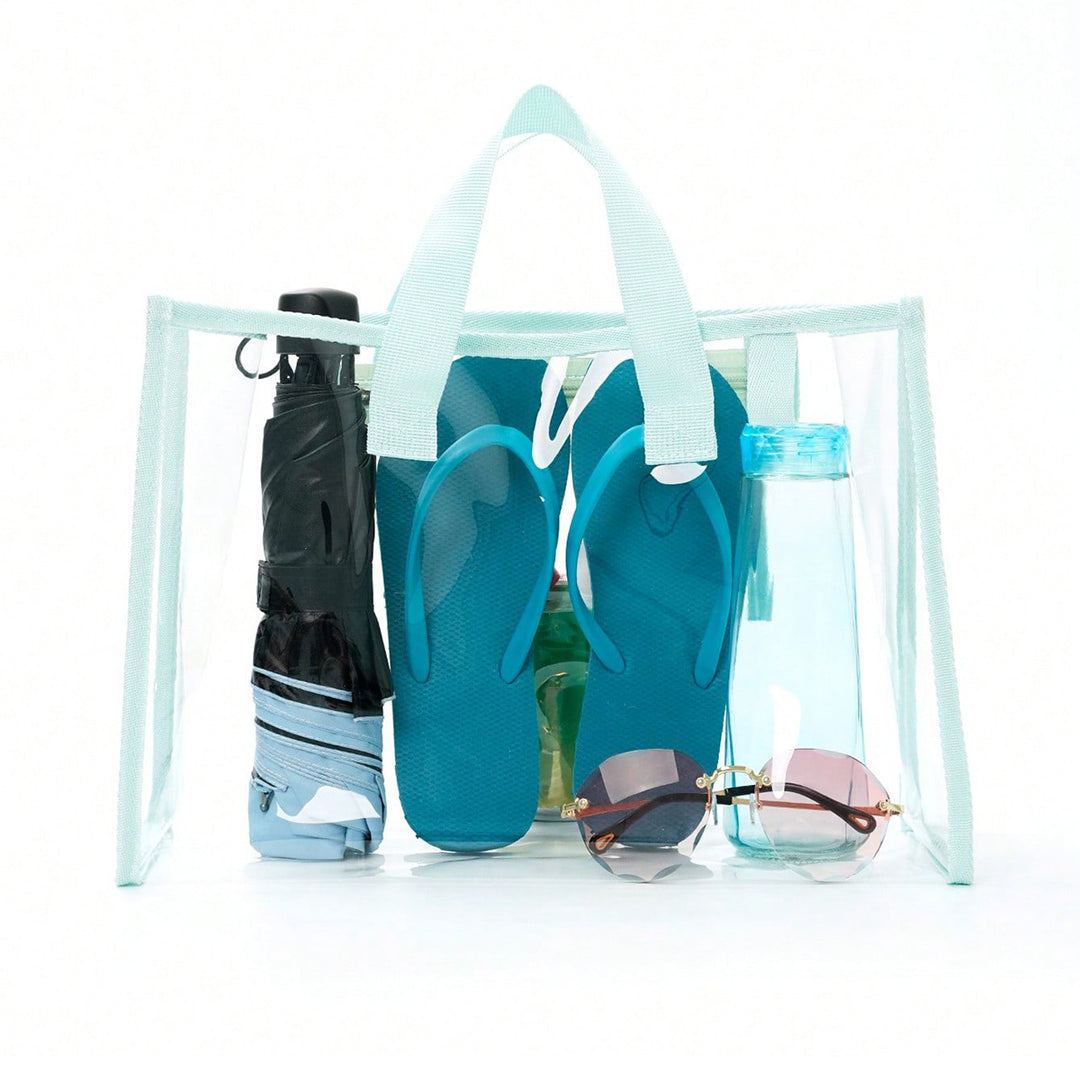 Transparent beach bag with sturdy carrying handles and various compartments Bowlift