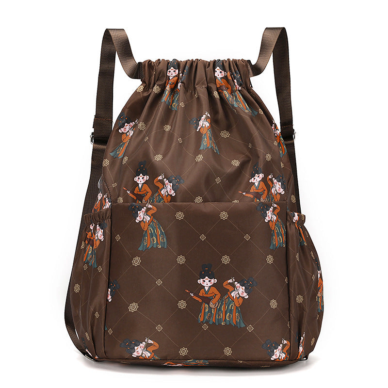 Fun Cartoon Print Drawstring Backpack Bowlift