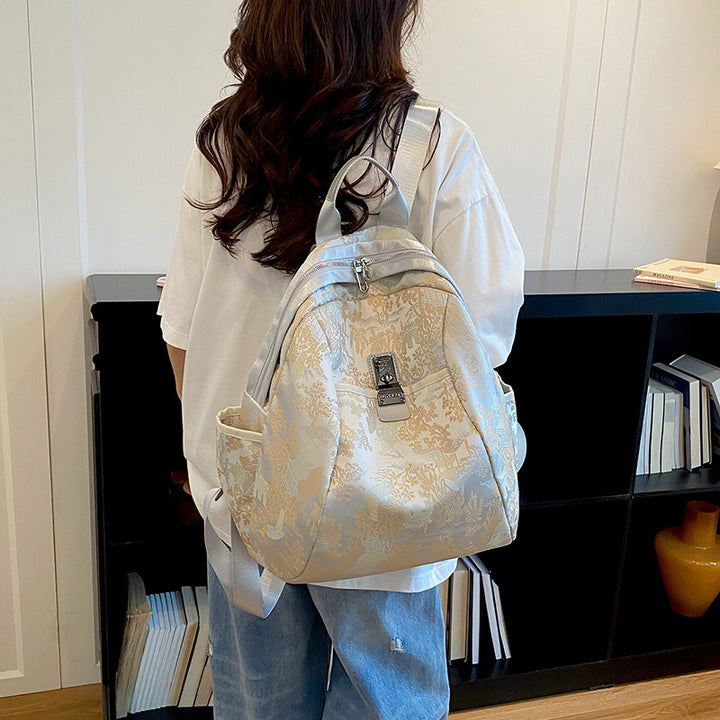 Elegant Floral Patterned Backpack Bowlift