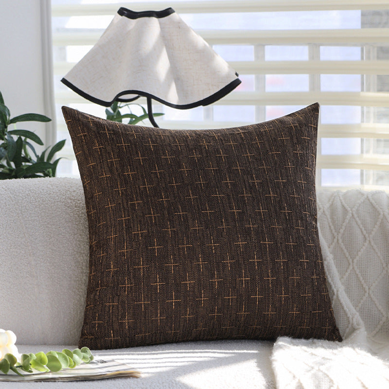 Square cushion cover in Scandinavian minimal style with woven cross pattern and natural linen look Bowlift