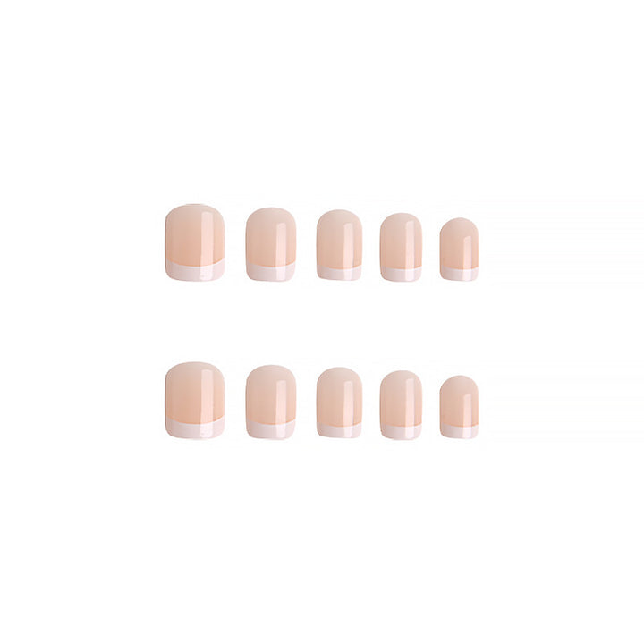 Artificial nail set with elegant French tips and natural shine Bowlift