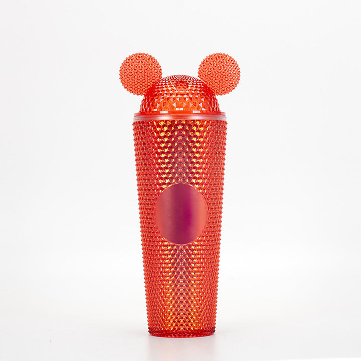 Studded Textured Reusable Tumbler With Decorative Ear-Top Screw Lid