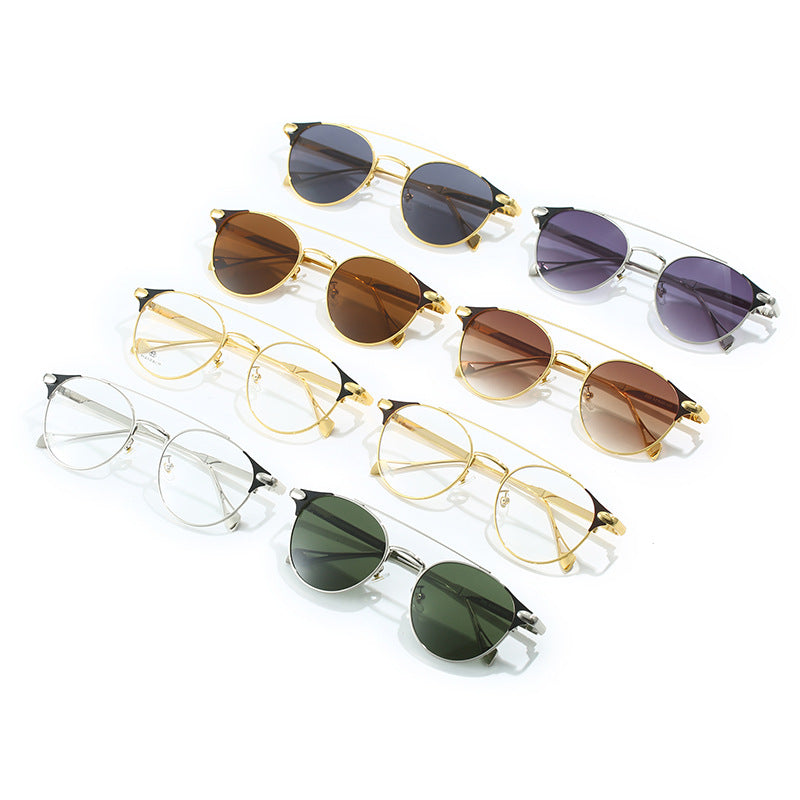 Women's round vintage sunglasses with high-quality metal frame and durable design Bowlift