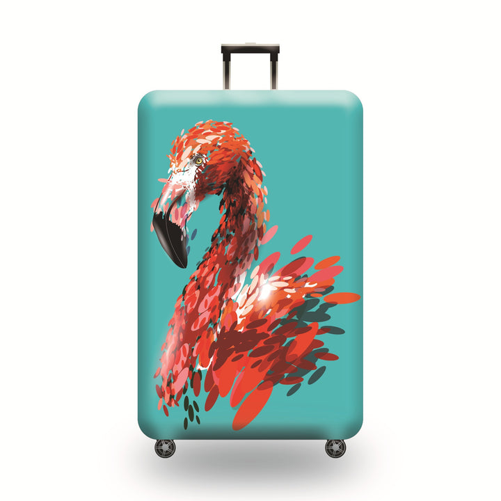 Unisex hard-shell luggage with artistic flamingo motif Bowlift
