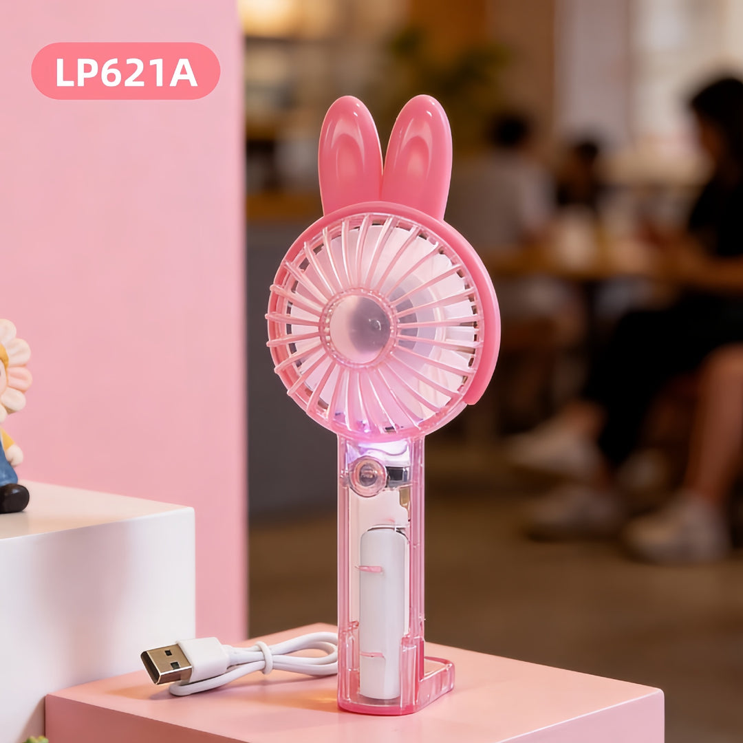Ladies portable hand fan with cute rabbit design Bowlift