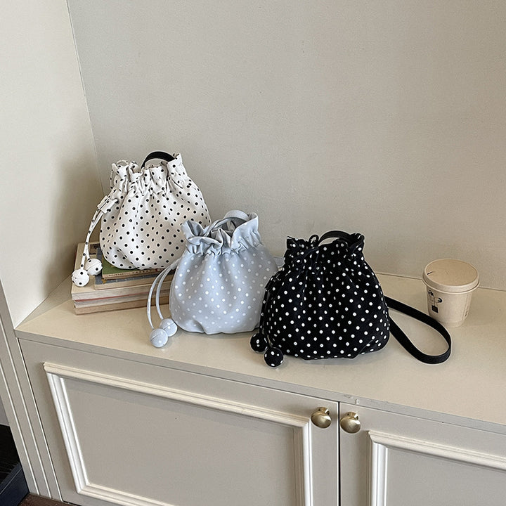 Playful Polka Dot Drawstring Crossbody Bag Bowlift
