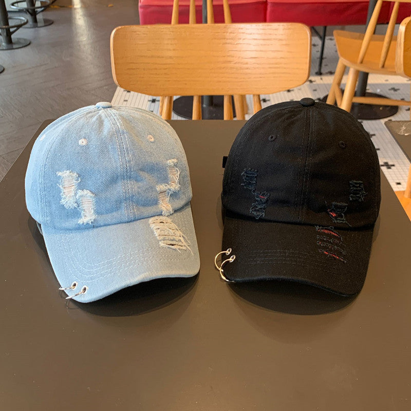 Unisex Distressed Cotton Adjustable Baseball Cap Bowlift