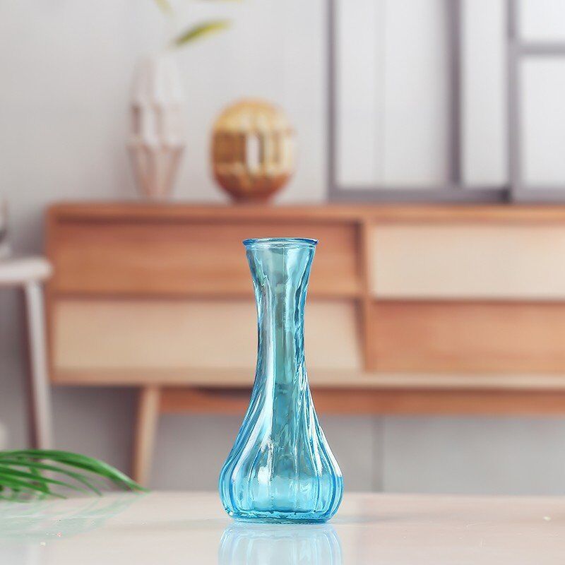 Handblown glass bud vase with fluted neck and weighted base Bowlift