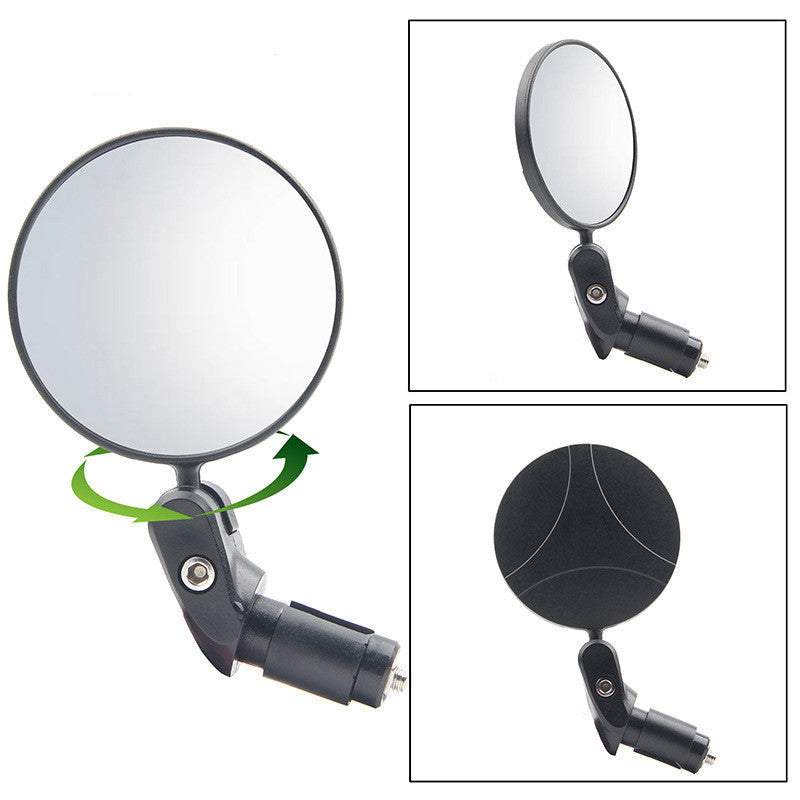 Compact Handlebar End Bike Mirror Pair with Full Rotation Swivel and Wide Angle Glass Bowlift