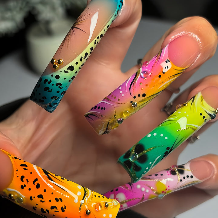 Artistic Long Press-On Nails Bowlift