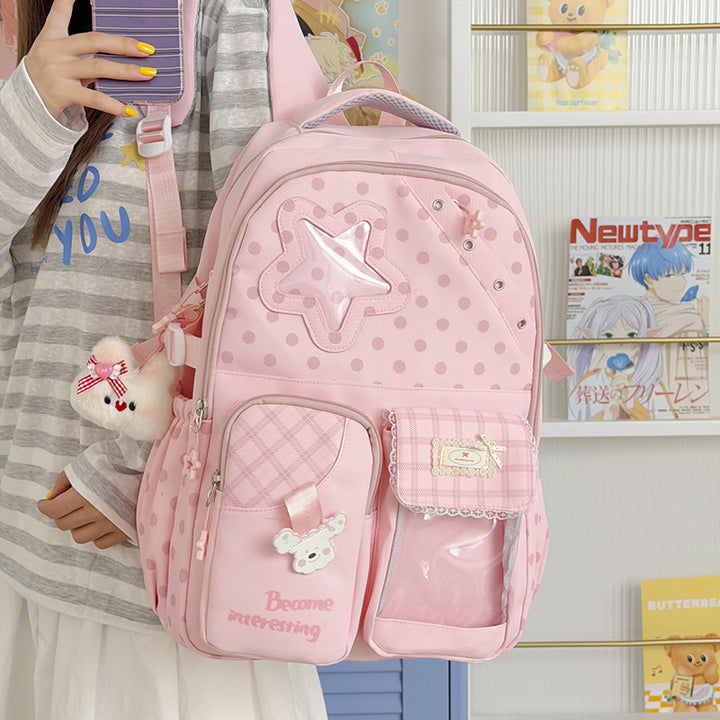 Cute Polka Dot Character Backpack Bowlift