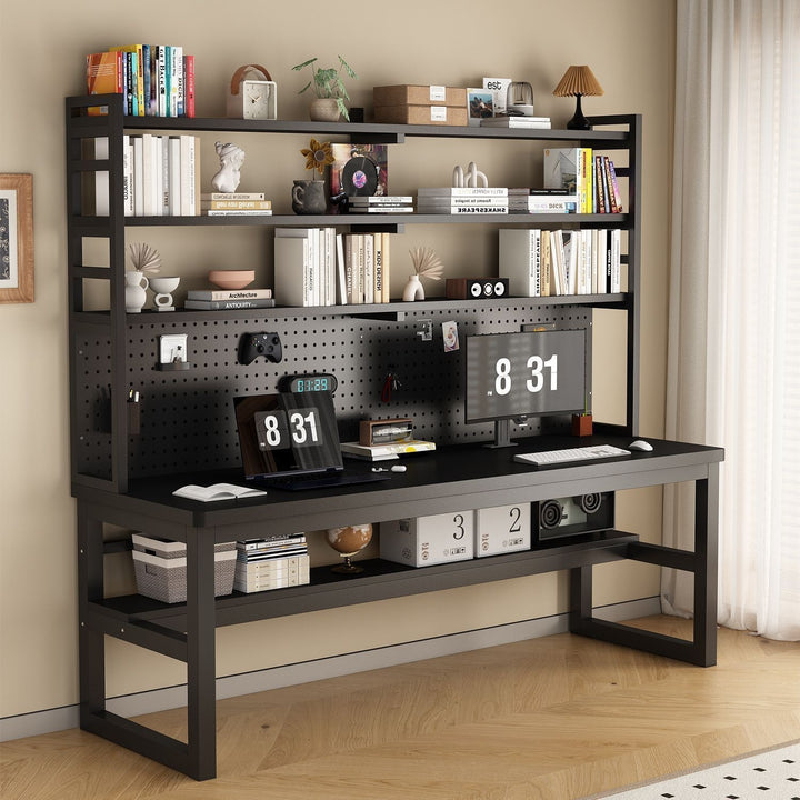 Multifunctional workspace with shelf Bowlift