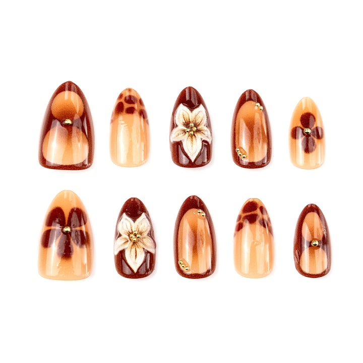 Elegant Nature-Inspired Press-On Nail Art Bowlift