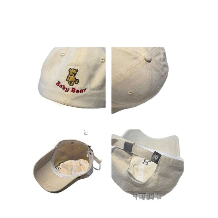 Women's Cute Embroidered Bear Cap Bowlift