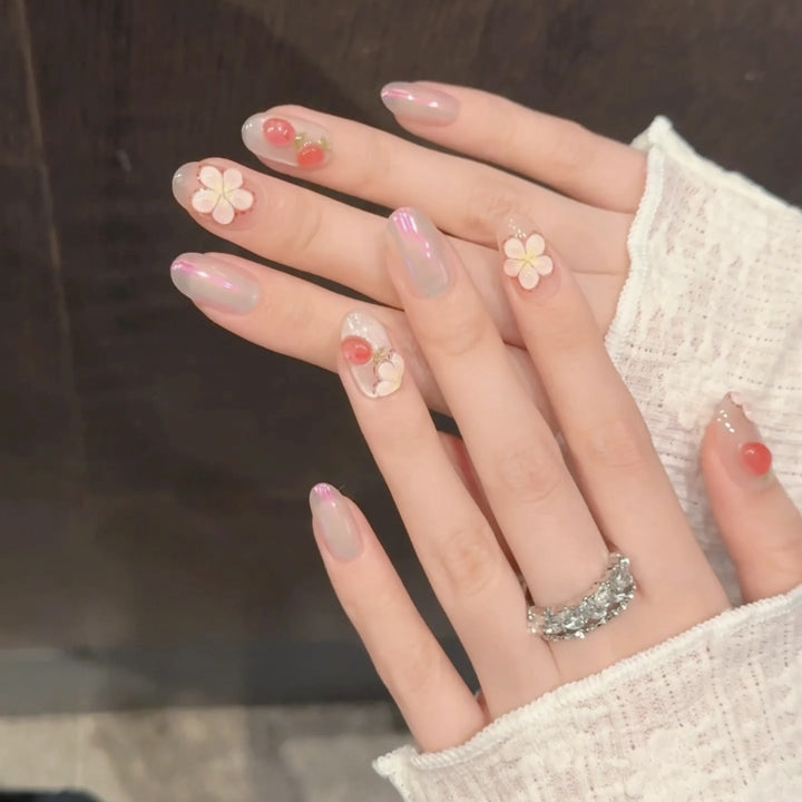 Floral Printed Press-On Nail Set
